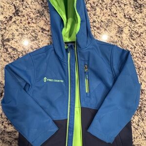 Free Country Kids Vibrant Blue and Lime Rain Jacket